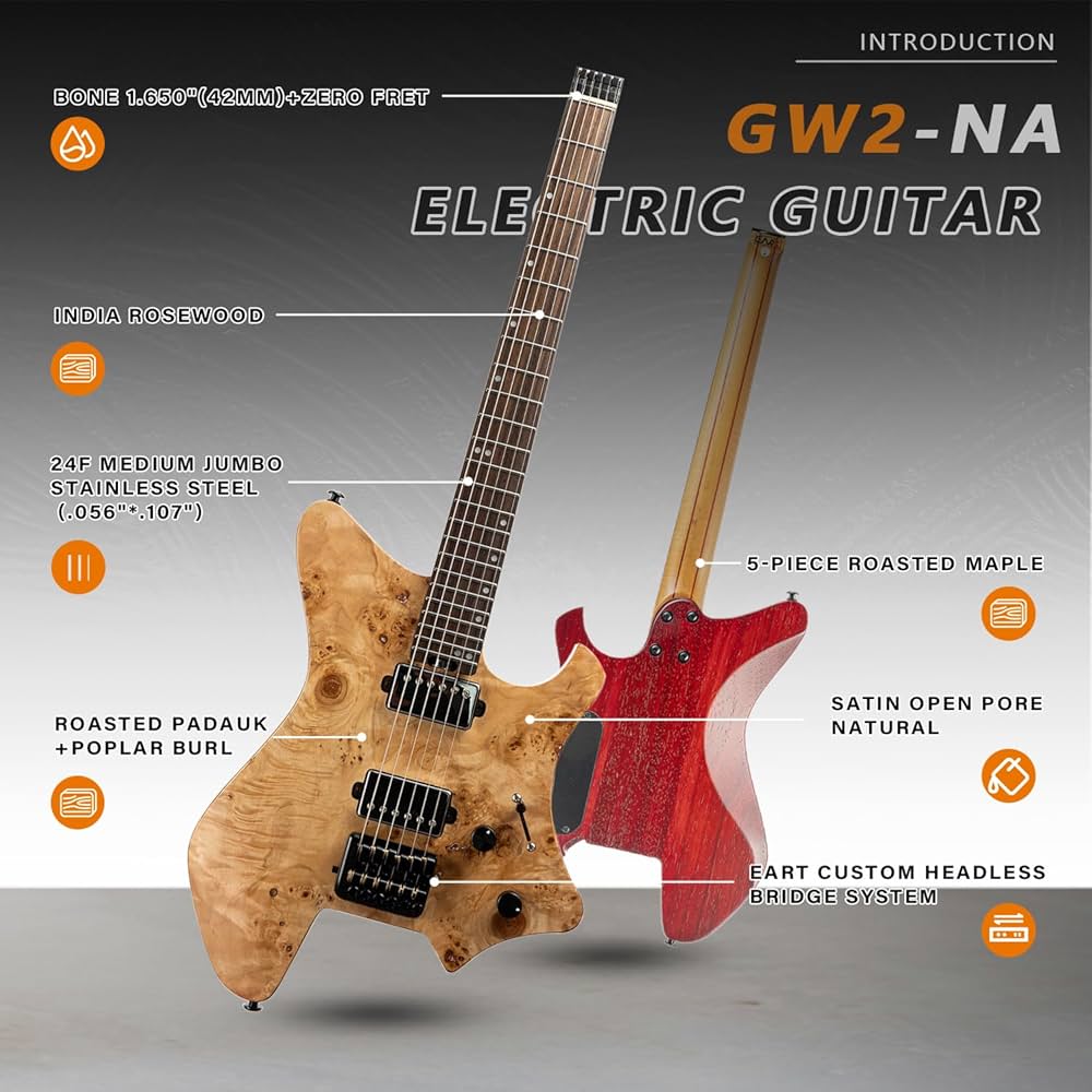 EART ギター GW2 ヘッドレス Eart Guitars GW2 Right Handed Satin Finish Headless Electric
